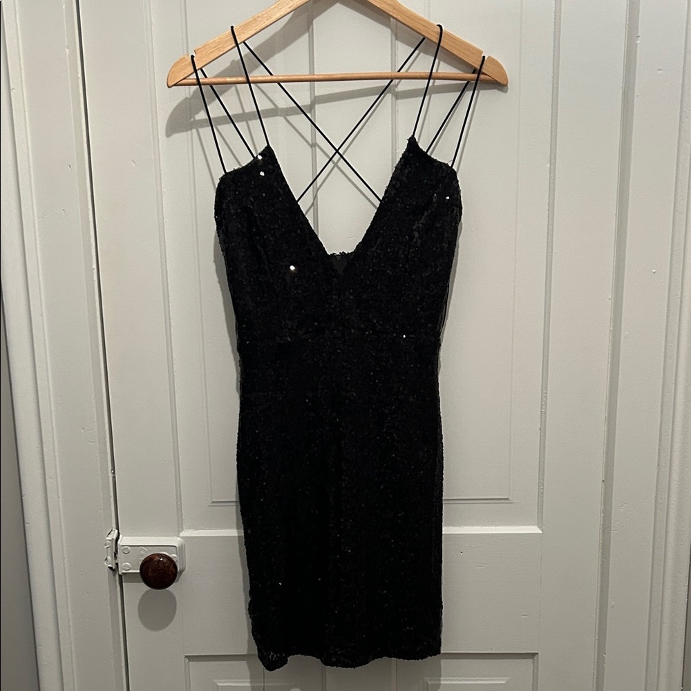 Windsor Black Sequin Backless Dress